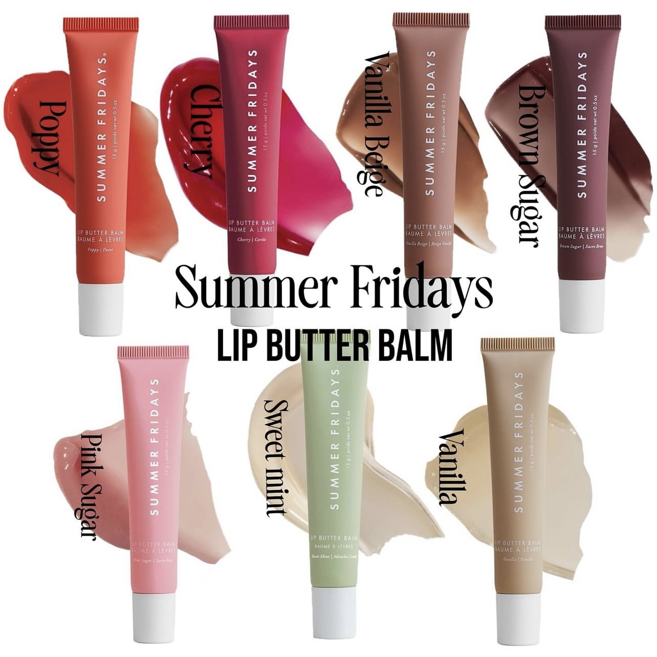 8 colors Lip Butter Balm for Smooth SUMMER FRIDAY Soft Lips pink Sugar vanilla beige brown sugar vanilla sweet mint poppy cherry summers Fridays-image-1005043590