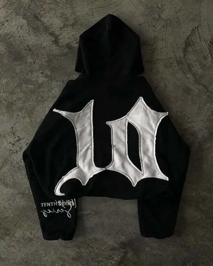 Y2K Hoodie Sweatshirt Hip Hop Retro Patch Embroidery Black Oversized Hoodie Sweatshirt Men Women Gothic Pullover Hoodie Clothes 240722