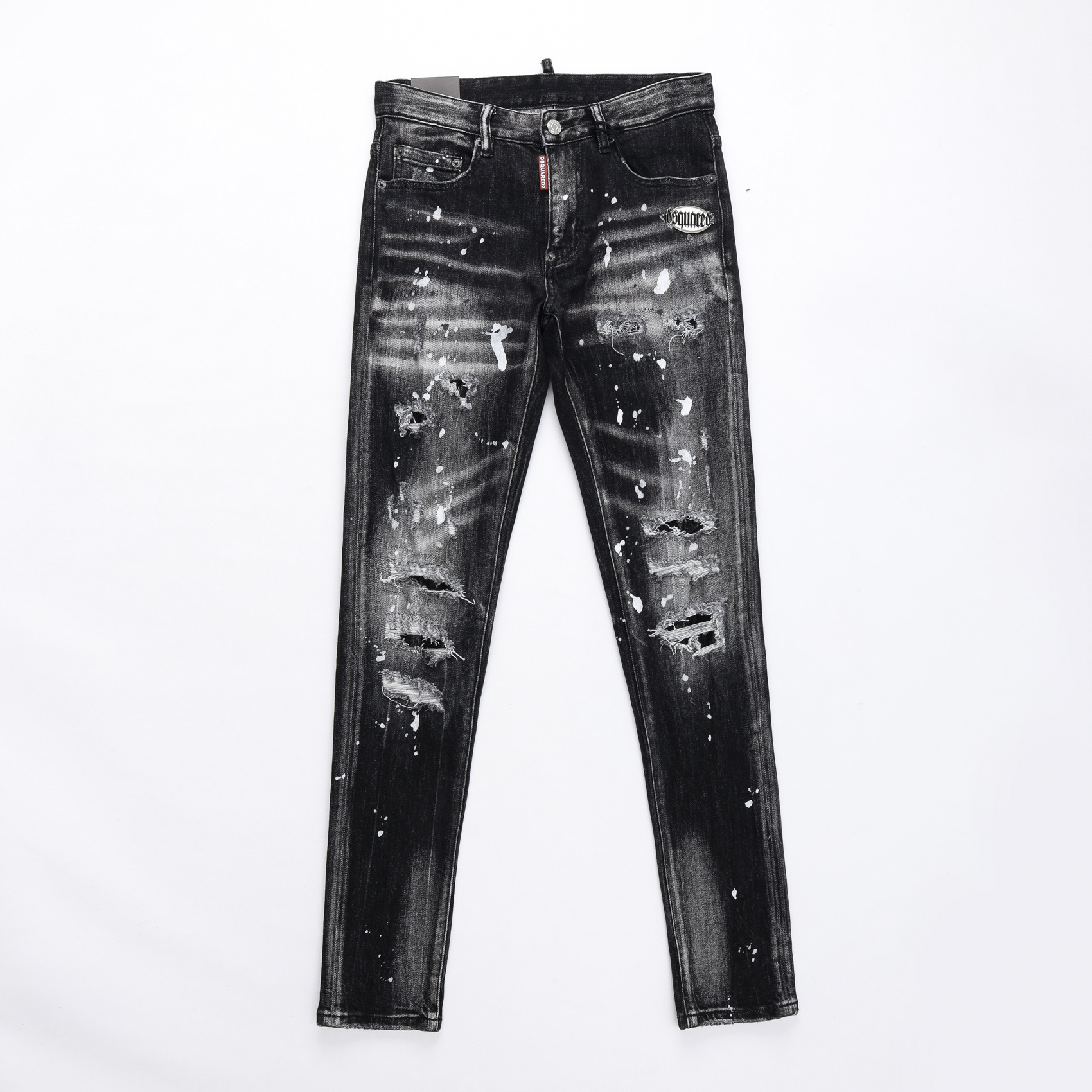 Men's Jeans Punk Style Men Brand Blue Stretch Mens Slim Denim Trousers Pp Skulls Straight Pants For