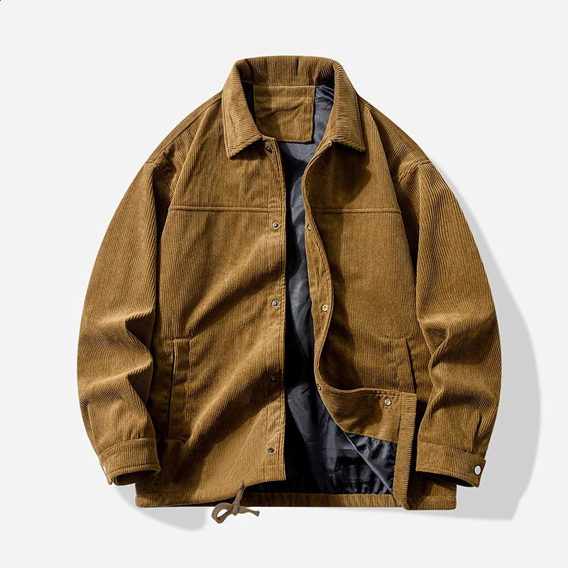 Veste en velours côtelé à surdimensionne d'automne hommes vintage manteau baggy mode coréen streetwear bouton de vêtements d'extérieur vestime ma