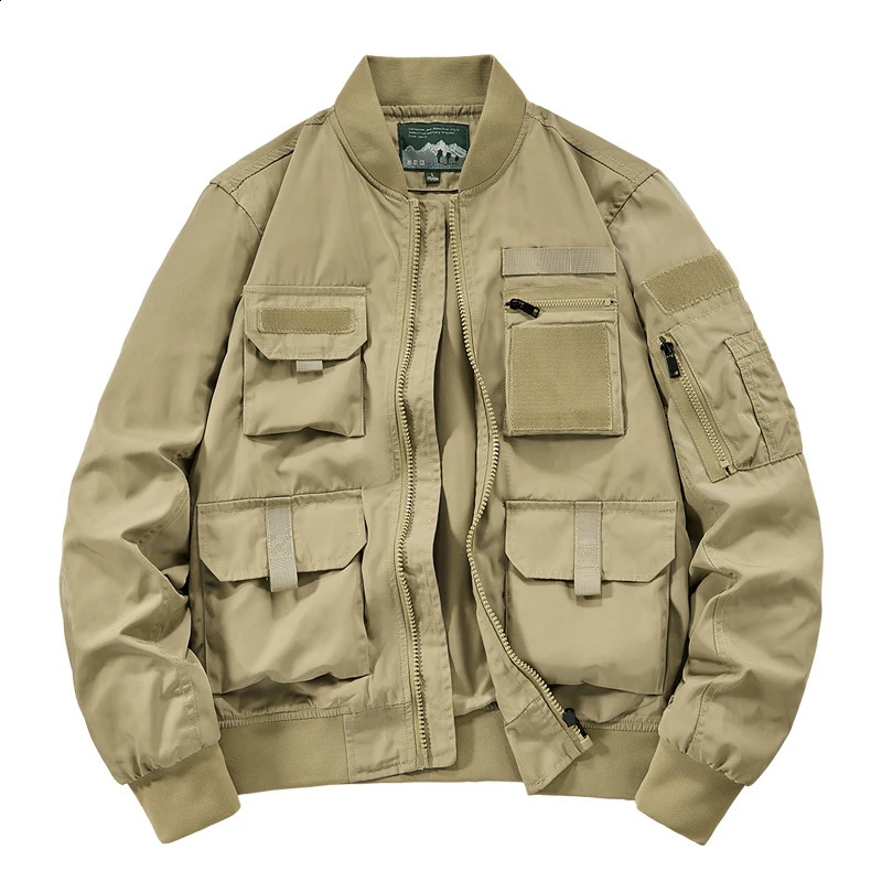 Spring And Autumn Mens Multifunctional Military Cross-Country Jacket With Large Pockets Casual Fashion Mens Clothing 240722