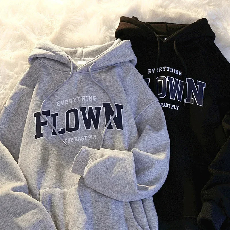 Womens Long-sleeved Hoodie Sweatshirt Korean Harajuku Retro Letter Print Y2k Pullover Retro Street Women Clothing Fashion Cozy 250819