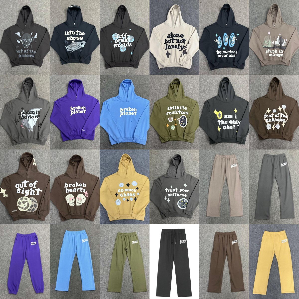 Broken planet Foam letter print hoodies Pants Men's Women's loose hoody 3D Foam Graffiti Letter Sweater Hooded Hip Hop Sweatshirts Pull-image-376205481
