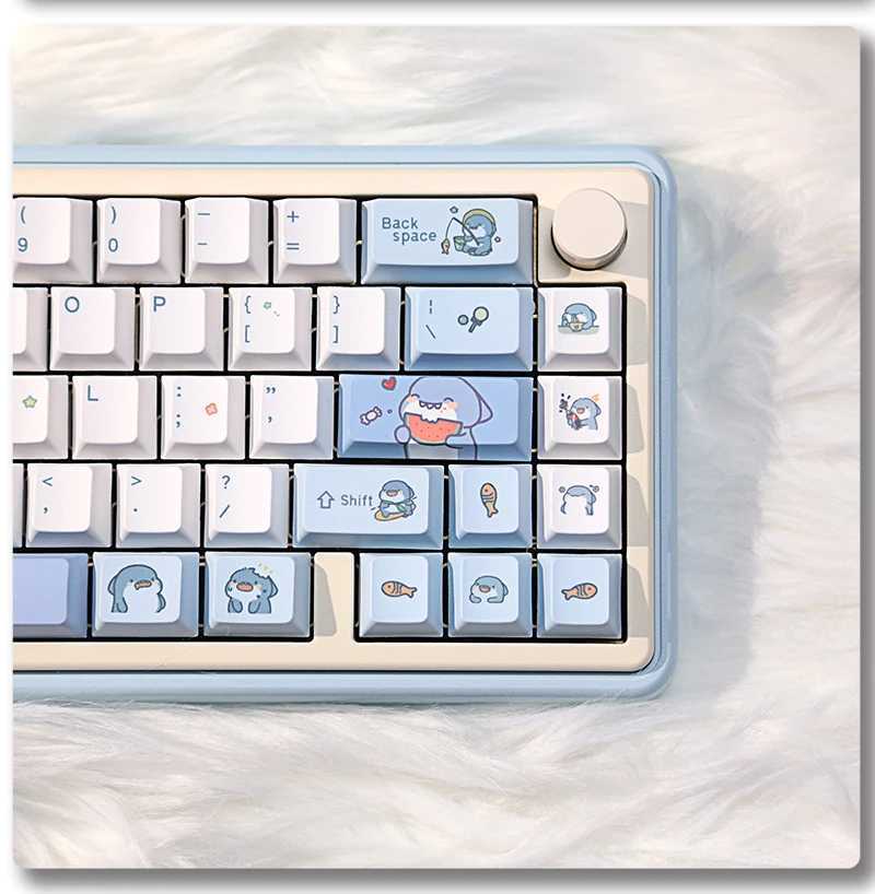 Keyboards 131 Keys Cute Shark Theme Keycaps Cherry Profile PBT Customized DIY Key Caps Kit for Mechanical Keyborad English/Korean R240723-image-1005425704