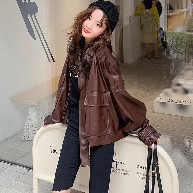 Leather Jacket Women Autumn Style Biker Jacket Female 240723