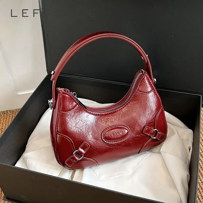 LEFTSIDE Shoulder Bags for Women PU Leather Female Winter Trend Winter Korean Fashion Saddle Bag Handbags and Purses 240724