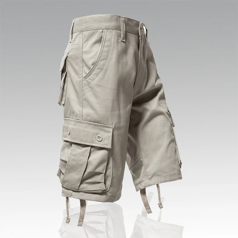 Mens Cotton Cargo Shorts Multi Pocket Tactical Half Pants Sports Casual Hiking Short Pants Fashion Y2K Male Clothes 240723