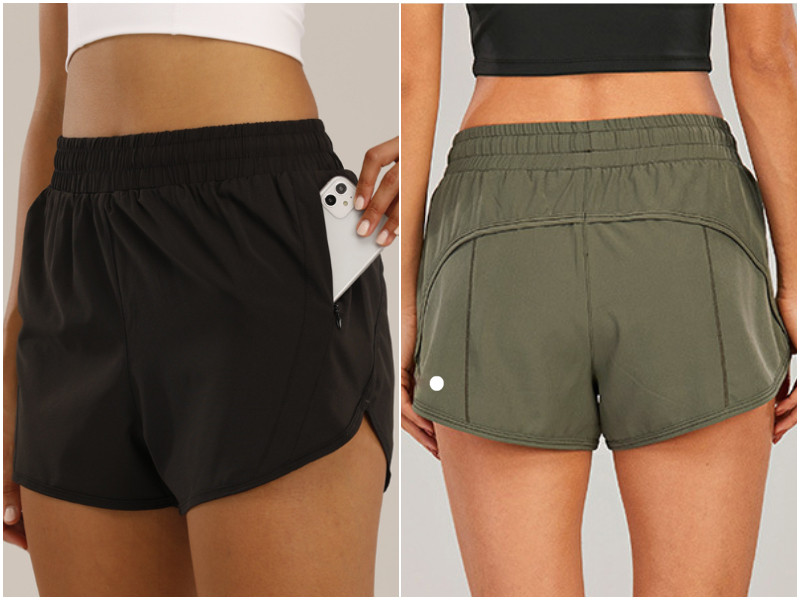 0160 Women Yoga Outfit High Waist Shorts Exercise Short Pants Fitness Wear Girls Running Elastic Adult Pants Sportswear Lined Drawstring-image-762953219