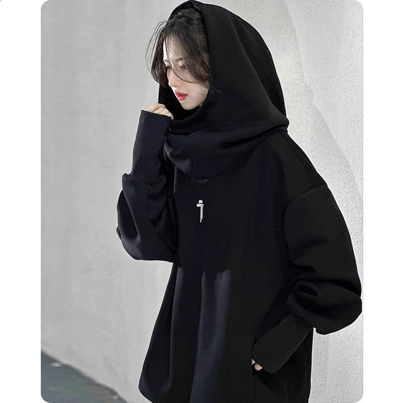 Neutral Turtleneck sweatshirt Techwear functional hoodie Spring hiphop streetwear Pullover Harajuku mens clothing 240724