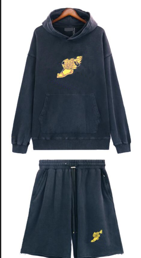 Fashion Water Scrubbing Hoodies Shorts Men's Women's Patchwork hoody Graffiti Letter Sweater Hooded Hip Hop Sweatshirts Pullover Long S-image-389267151