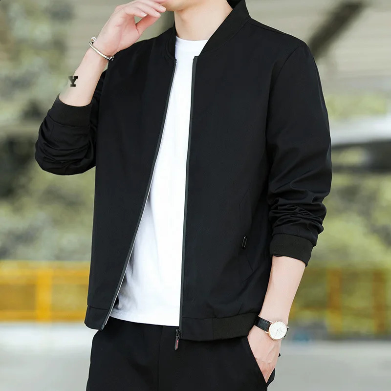 Mens Jacket Thin Coat Casual Hoodie 2023 SpringAutumn Youth Student Baseball Clothing Fashion Top 240724