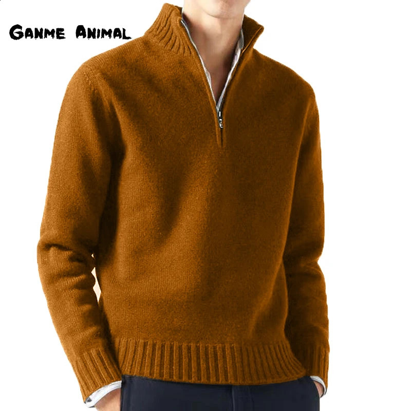 autumn and winter mens turtle neck half zip sweater knitted with floral pattern solid color long sleeved casual warm top 240724