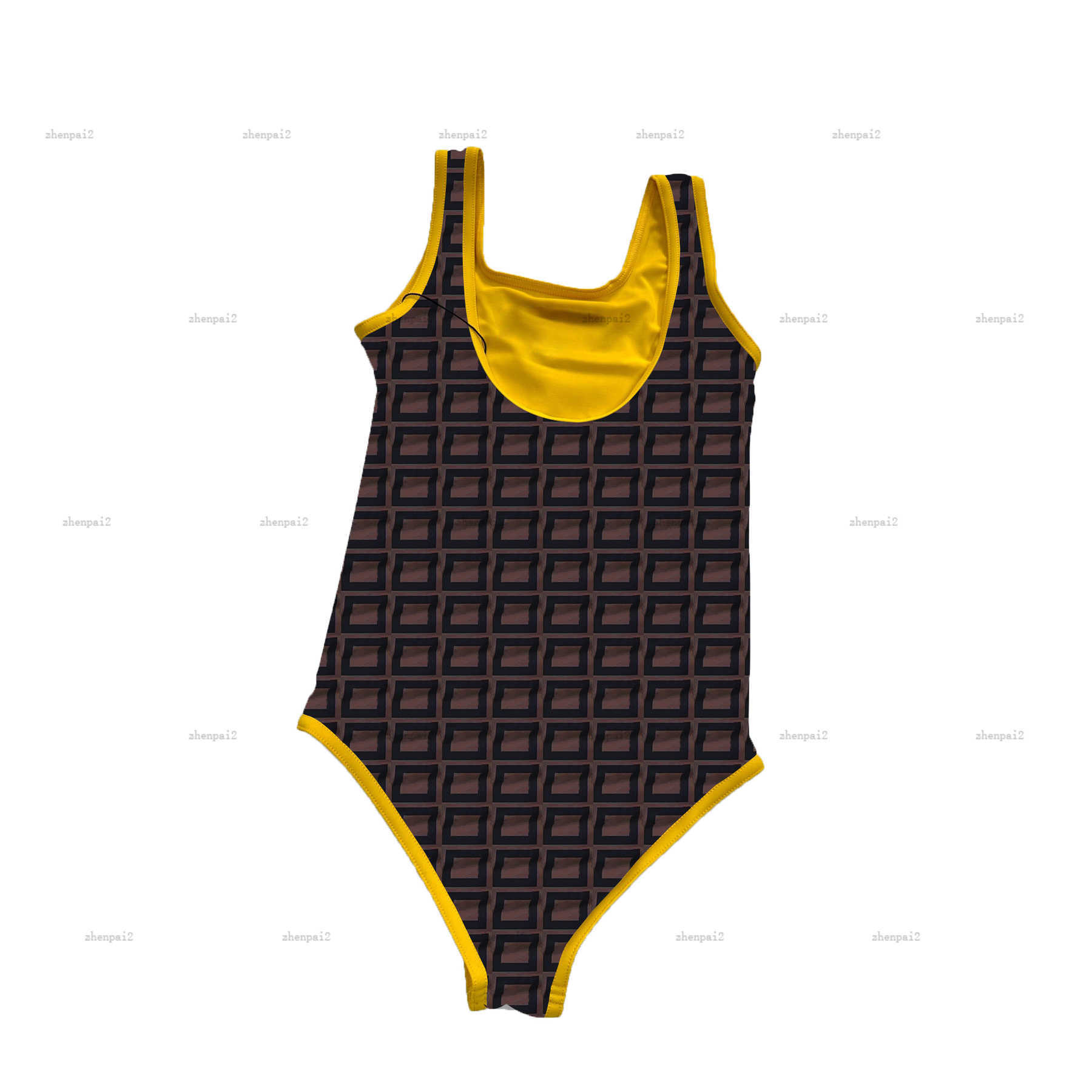 Luxury kids one-pieces Swimsuit Plaid printing girls swimwear size 80-150 CM Summer child Beach Bikinis Designer Children Swimwears-image-974226295