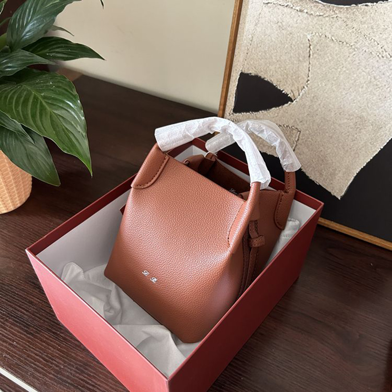 Litchi patterned bucket bag fashionable womens LP shoulder crossbody bags casual handbag MINI vegetable basket handabags gifts CSD2407251-12
