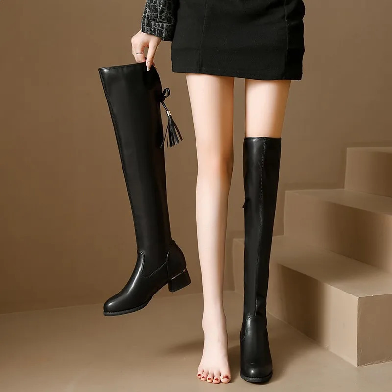 Botas de tacón altas para mujeres Otoño/Invierno Corea Corea Botas Caballas No Drop sobre Botas de rodilla 240719