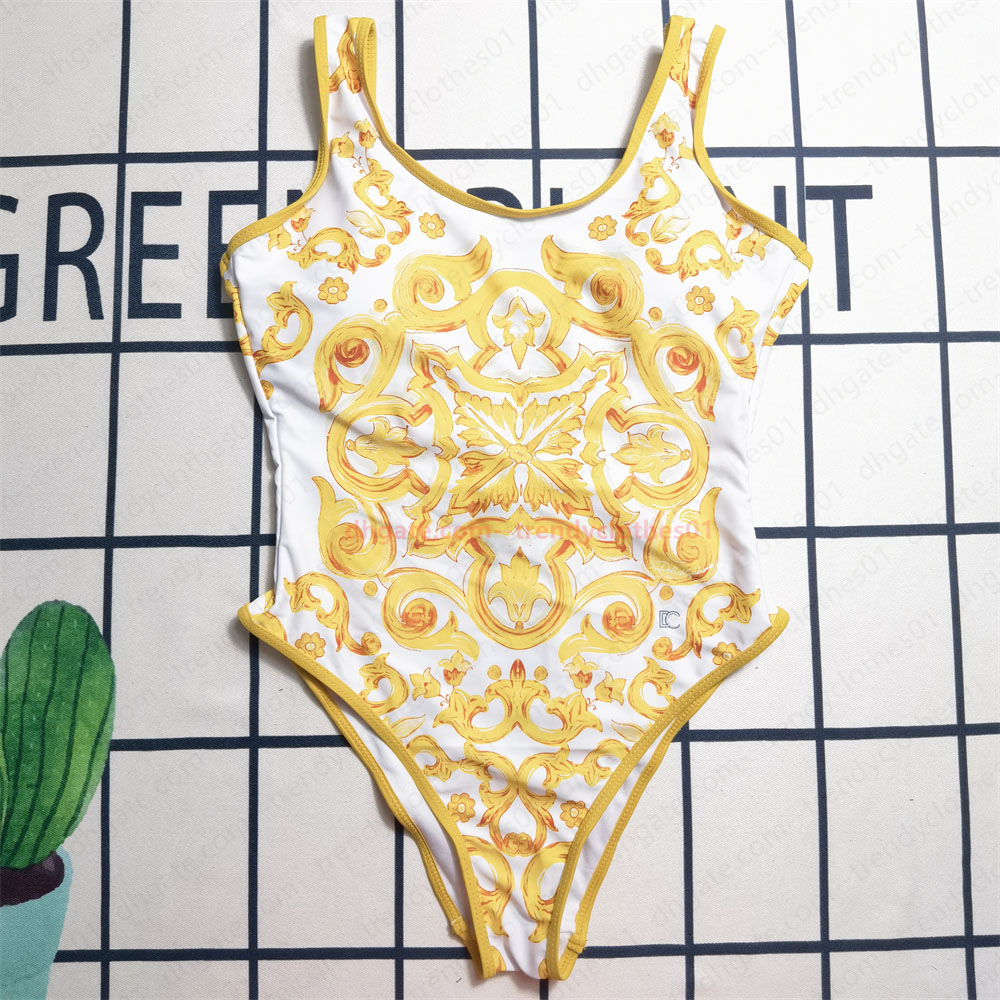 Femmes Vintage floral sexy bikini ensemble maillots de bain mode été plage natation une pièce bikini luxe designer femmes string réservoir décont