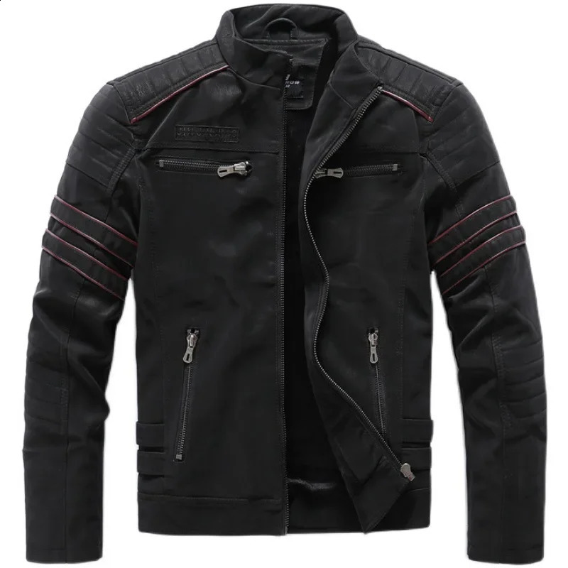 Autumn Jackets Winter Leather Jacket Fleece Warm Causal Motorcycle Embroidery PU Coats Fashion Multi-pocket Vintage Outwear Male 240725