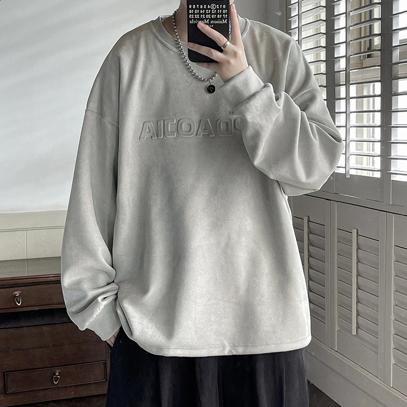 Harajuku Oversize Sweatshirt Male Sweatshirts for Men Pullover Mens Spring Clothes Pullovers Hip Hop Embossing Clothing 240725