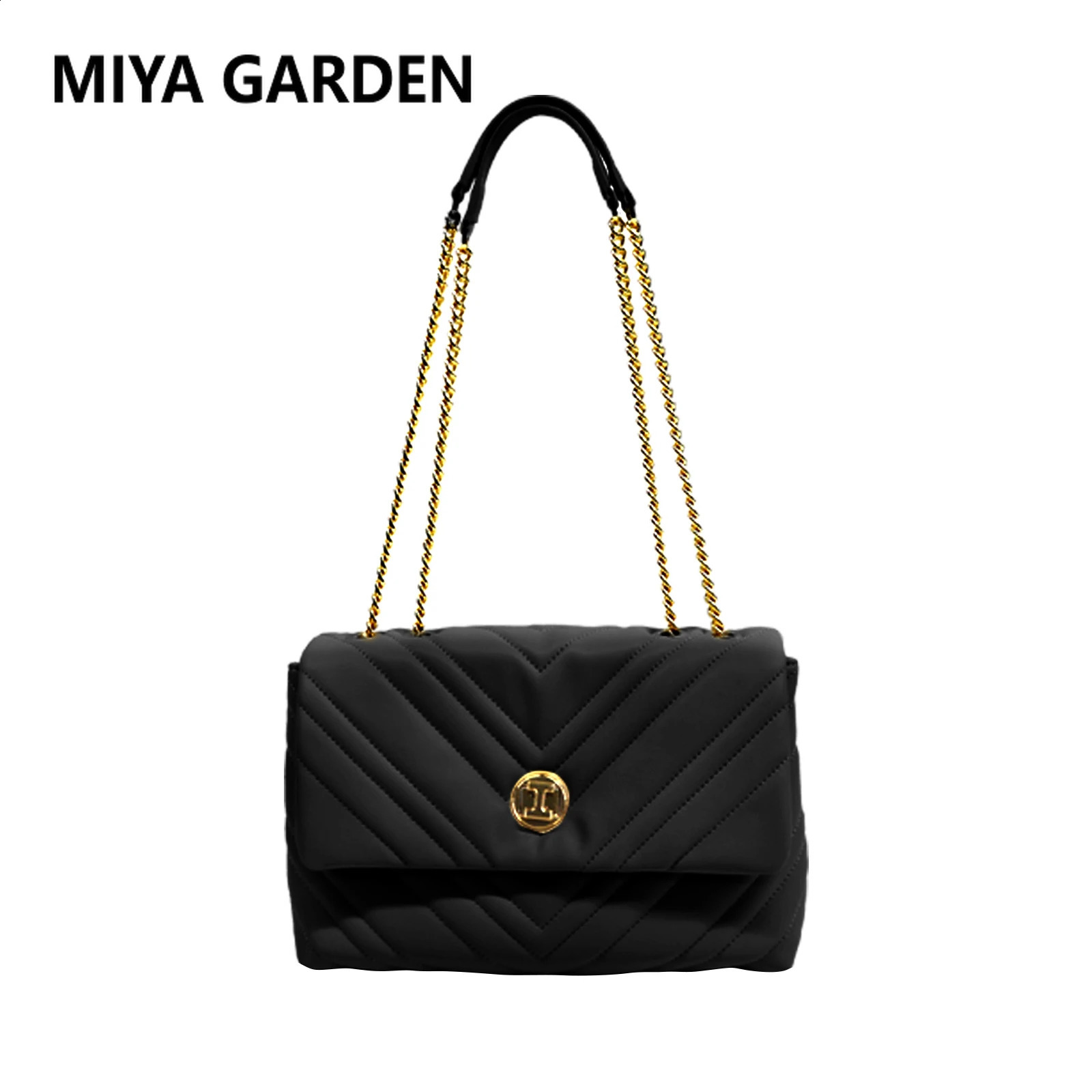MIYA GARDEN Shoulder Fashion Stripe Chain Light Exquisite Lock Ladies Crossbody Leather Womens Bag 240725 8a5a