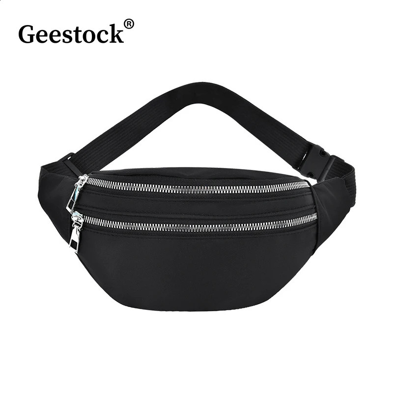 Geestock WomenS Waist Bag Nylon Fanny Packs Casual Chest Bags Man Belt Pouch Travel Hip Sport Bum 240725Z