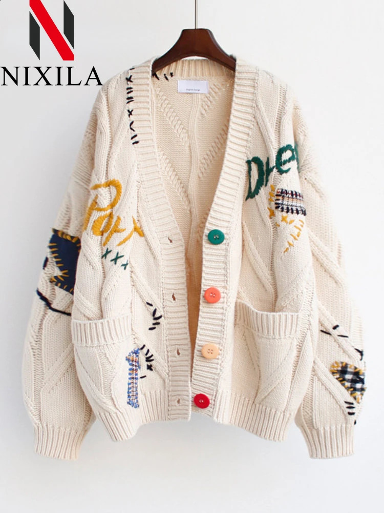 in Spring Autumn Outerwear Elegant Sweater Womens Loose Cardigan for Women Korean Clothes Fashion Knit Tops 240725
