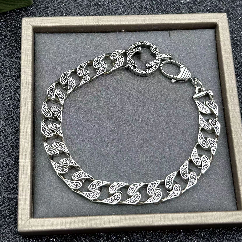 Fashion Cuban Chain Bracelet for Men's Brand Classic Designer Bracelet Vintage Pattern Stainless Steel Bracelet Christmas Jewelry Gift-image-768773597
