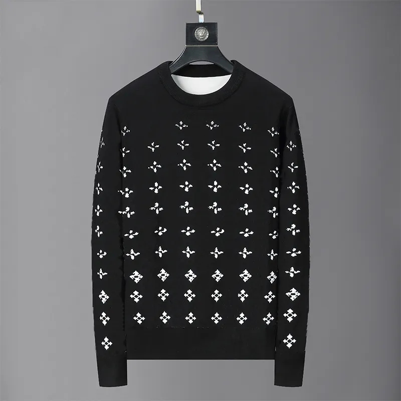 Pull de luxe pour hommes, classique, mode, motif de lettres, automne hiver, manches longues, décontracté, col rond, couleur contrastée, hauts 3xl