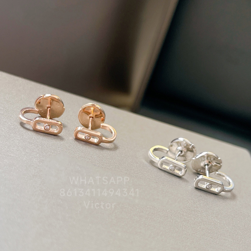 Déplacez les boucles d'oreilles de créateurs uno en arrière pour la femme diamant 925 Gold en argent plaqué 18k le plus haut comptoir classique s