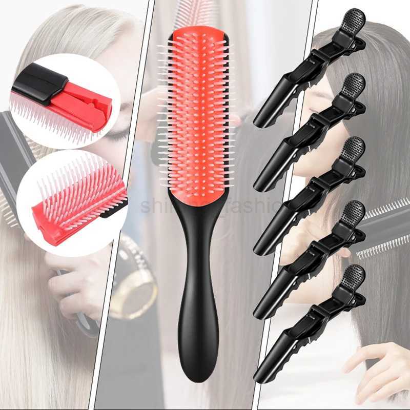 2pc/set Denman brush curly hair 9-Row Detangling Hair Brush Scalp Massager Straight Wet Comb magic demelant Womens hair brushCL240727