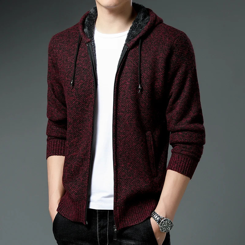 2024 Autumn Winter Mens Hoodie Solid Color Knitted Sweater Woolen 4XL 240726