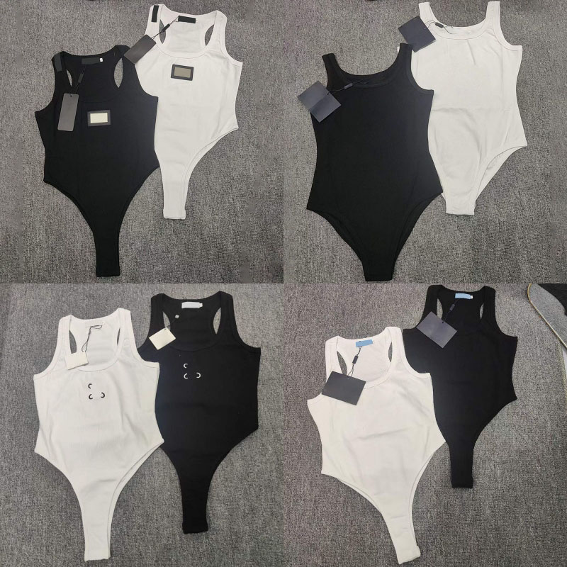 Luxury Bodysuit Women Tanks Sexy Sleeveless Bottom Tops Black White One Piece Shirt Leotard Casual Summer Sporty Playsuit-image-883900588