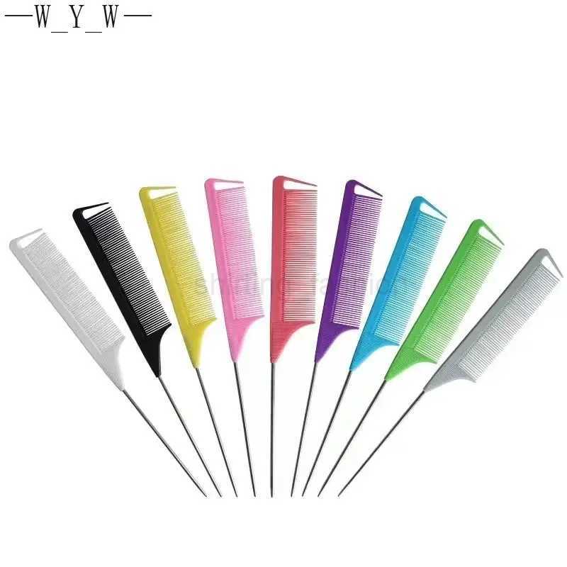 12pcs Nouveau peigne à dents fins à la mode chaude Pin en métal Antistatique Style Hair Rat Tail Comb 235x28x3,5 mm Style de coiffure Beauté Tool