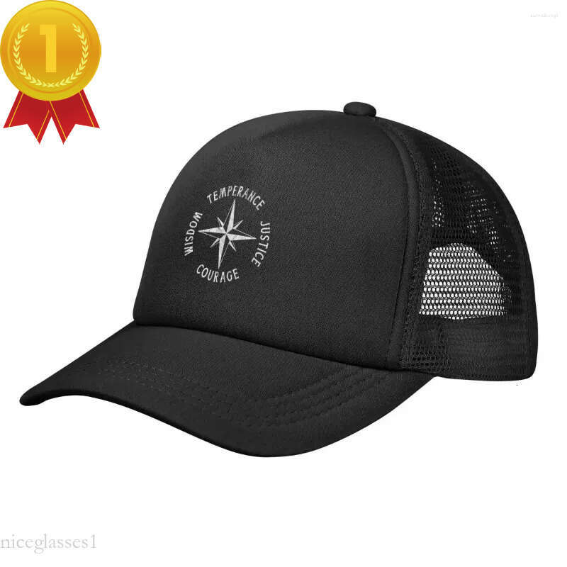 Casquettes Four Ball Stoic Vertus TEMPÉRANCE JUSTICE COURAGE SAGESSE Boussole Stoïcisme Casquette de baseball Bobble Chapeau Moelleux Femme Chape