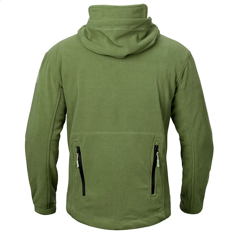 Winter tactical wool jacket for men warm polar outdoor hooded multi pocket casual full zipper sports hiking 241014