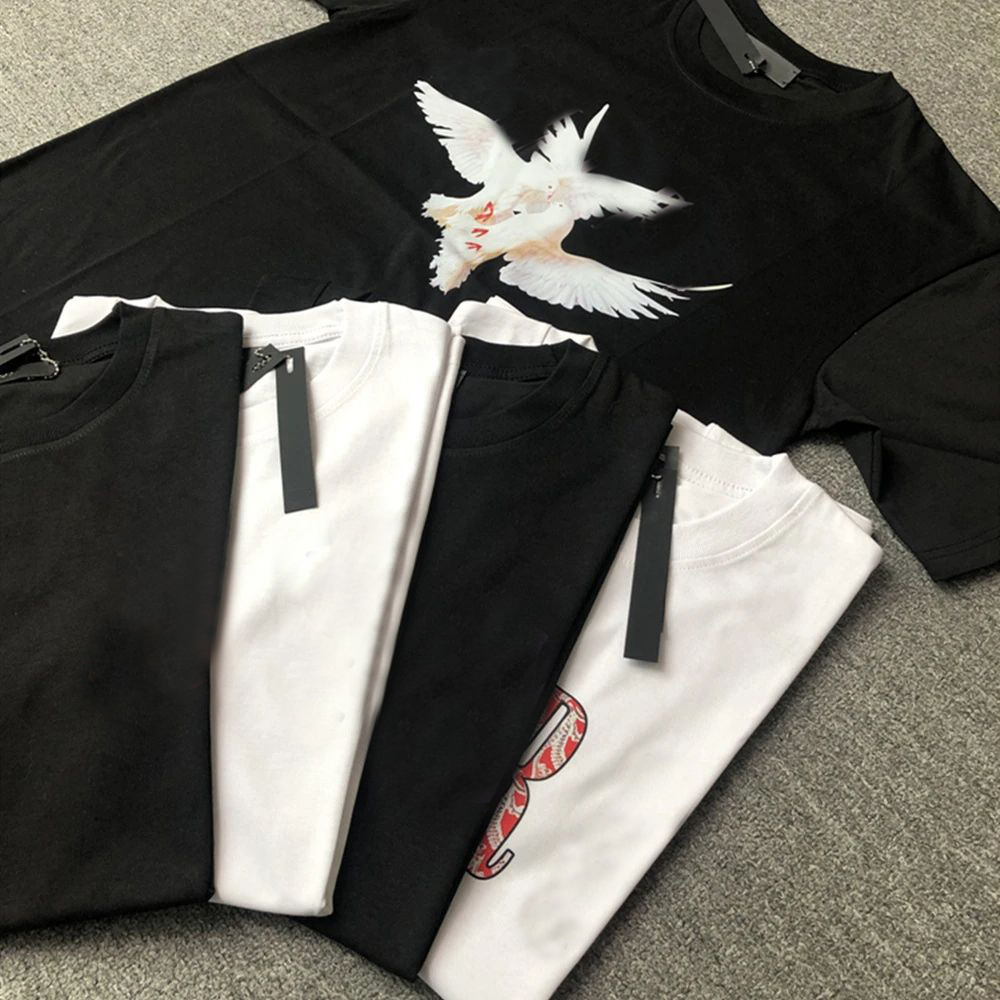 24SS Men&#039;s T Shirts Hip Hop Streetwear Cotton Brand Letter Flower Print Oversized Causla T-shrit For Men Women Tops Tees-image-863406179