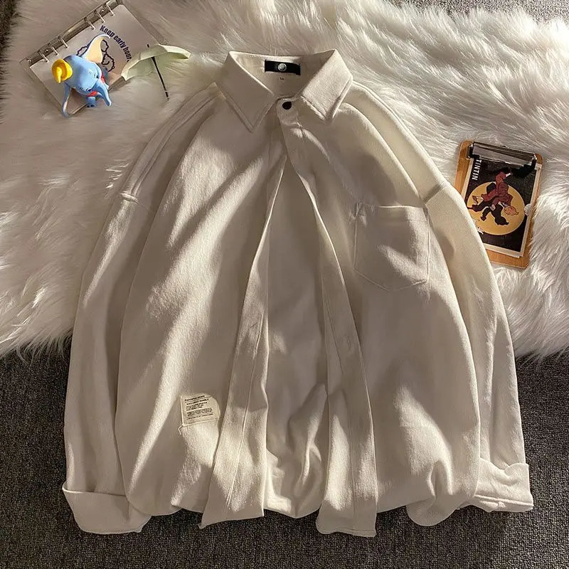 Spring and Autumn Fashion Mens Clothing Splice Pockets Buttons Square Neck Long Sleeve Solid Color Simplicity Shirt 240729