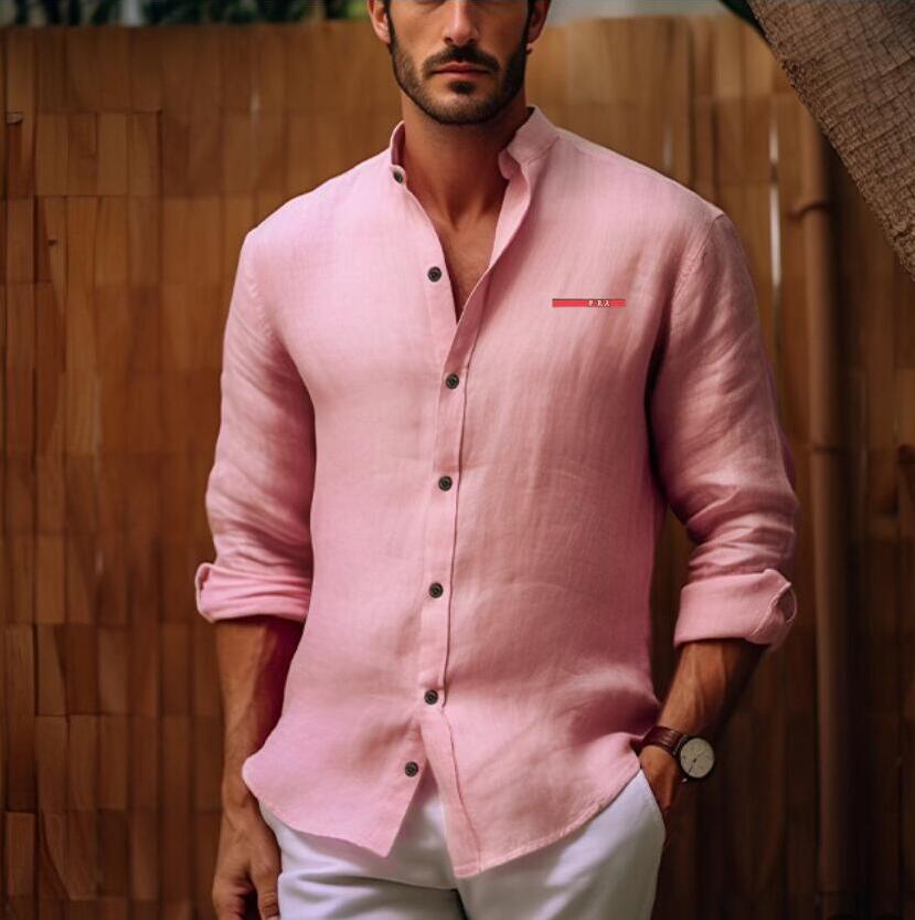 New Luxury Designer Mens Casual Shirt Fashion Printed Shirt Mens Long sleeved Spring Summer Polo Neck Short Sleeve High Quality Cotton Business