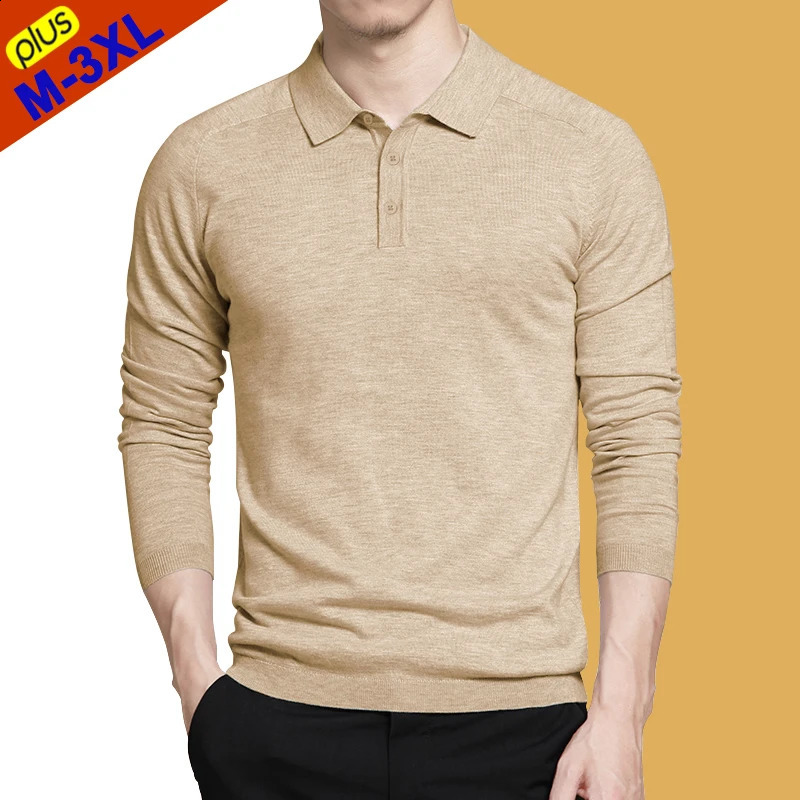 Autumn Polo Sweater Shirts Men Basic Long Sleeve Pullovers Slim Fit Business Thicken Classic Polo Male Winter Size S-3XL 240729