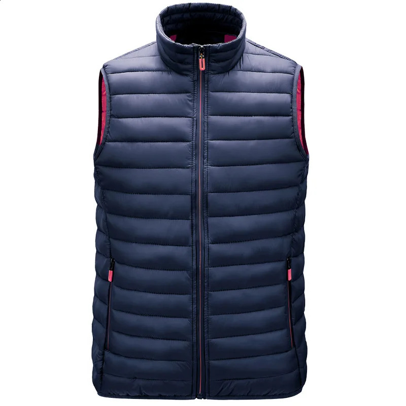 Vest Men Sleeveless Jackets Stand Collar WaistCoat Fashion Male Casual Pockets Waistcoat Windproof Warm Down Vests Clothes 240729