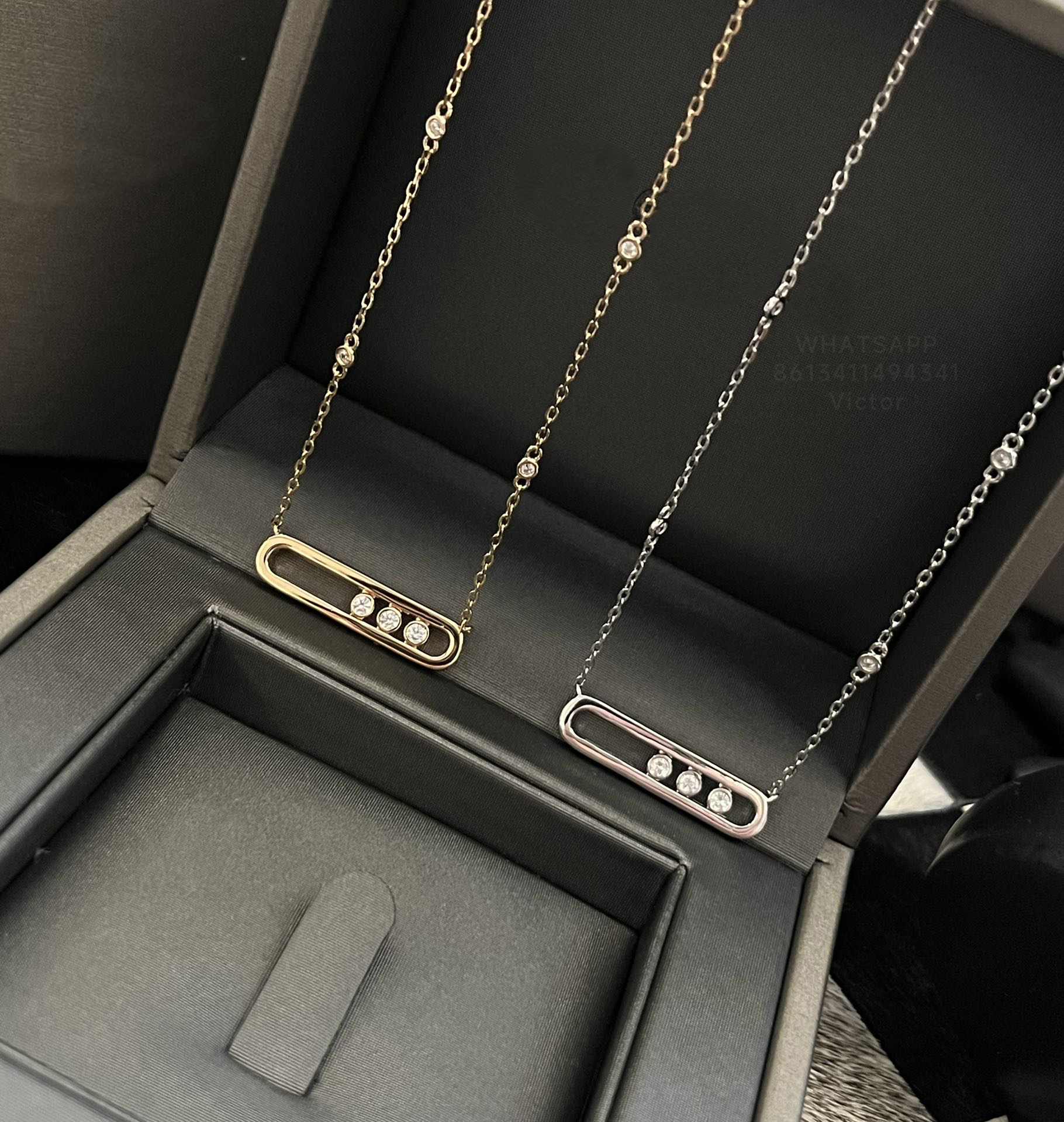 designer necklace for woman diamond crystal Gold plated 18K Sterling Silver official reproductions diamond brand designer classic style 001