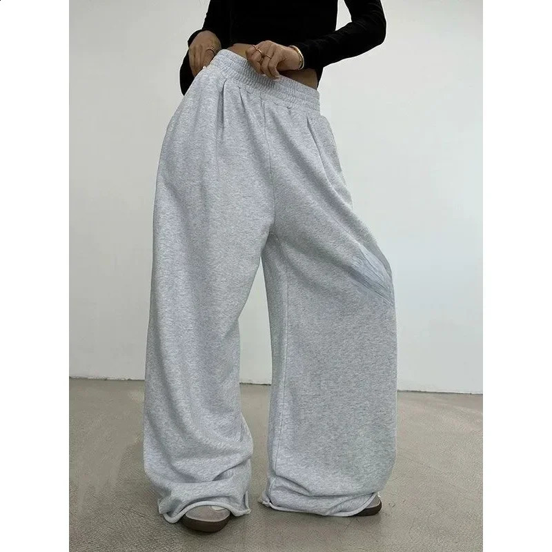 Pantalons de survêtement gris deeptown femmes Baggy coréen de style coréen surdimension pantalon de sport de jambe d'automne vintage décontracté
