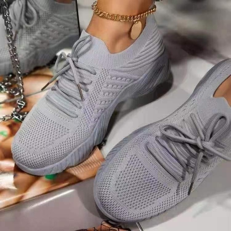 Sneakers Chaussures 2024 Fashion Lace Up Platform Shoes for Womens Summer Plus taille 43 Flat Mesh Sports Shoes Woman Vulcanize Shoes