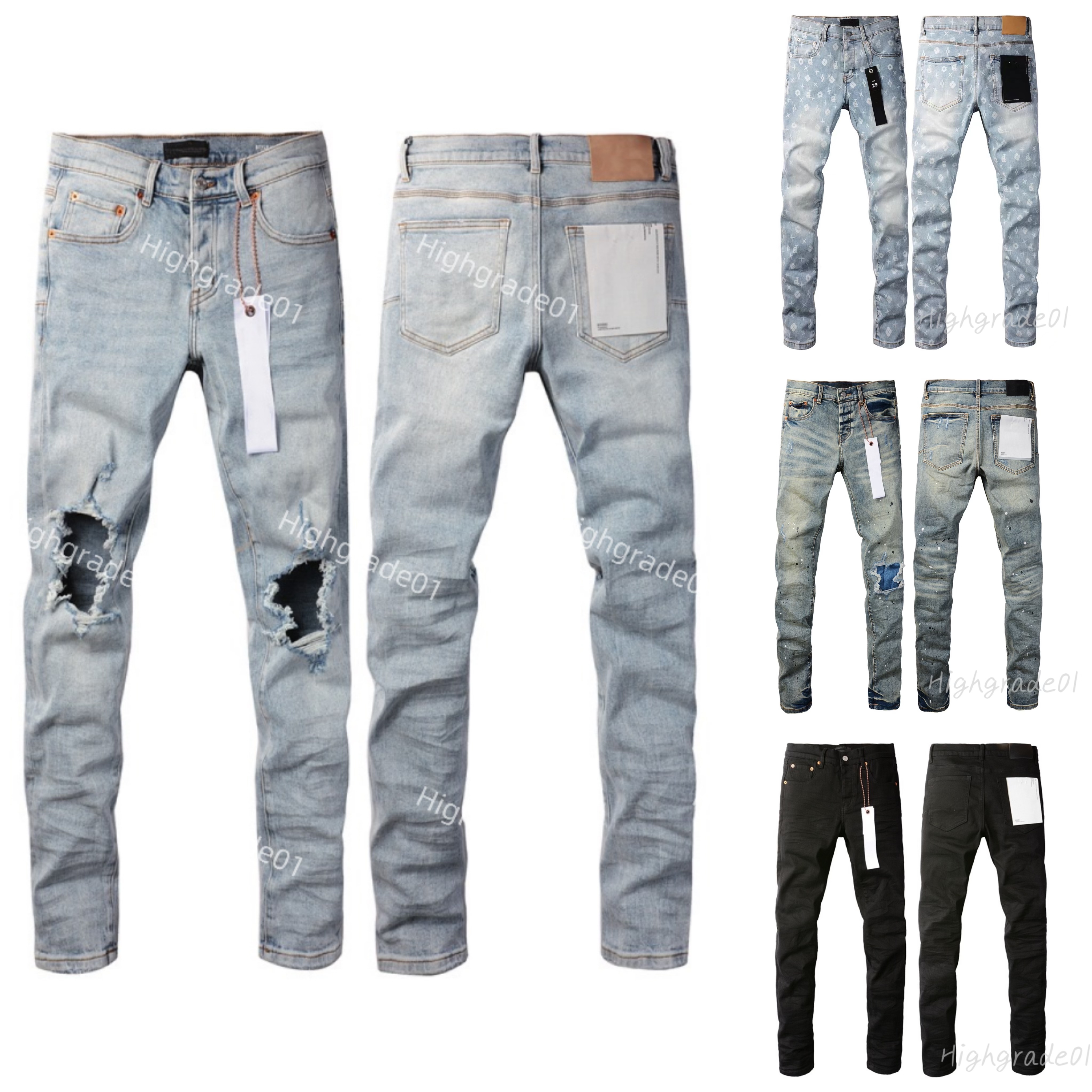 30 Off ~ Jeans de créateurs pour hommes jeans Blue Blue Knee Hole Slit Fitywpf Luxury Designer Patch Même style que les célébrités