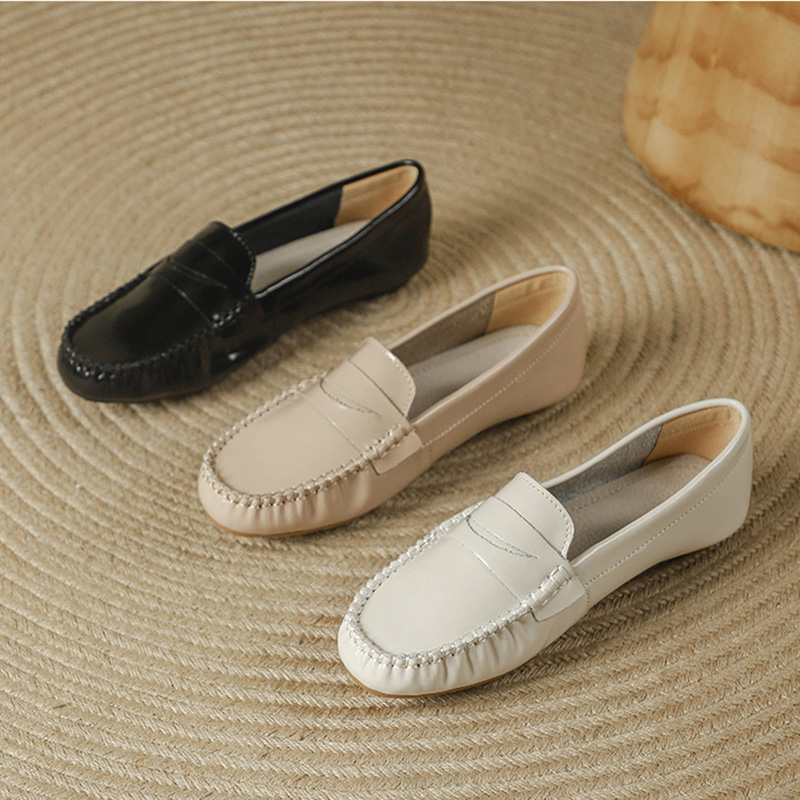 Spring Automne Cow Flats Femme Round Toe Slip on Mandin