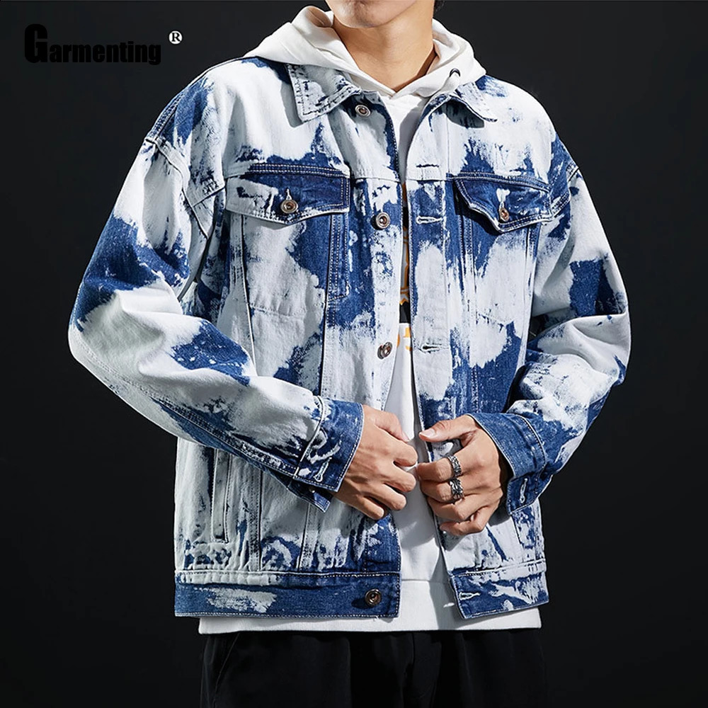 Spring Autumn Men Demin Jackets Fashion Jean Outerwear Colorblock Demin Jacket Loose Mens Clothing Plus Size S-3XL240730