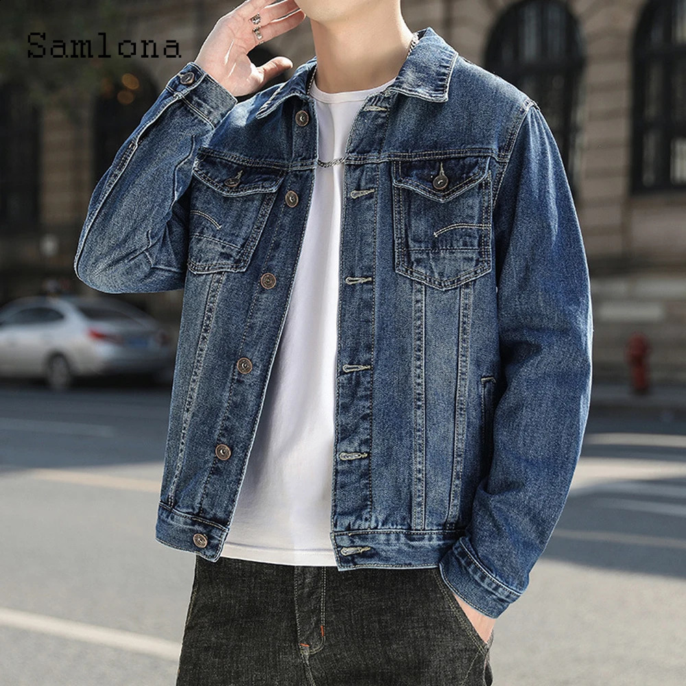 2024 Single Breasted Mens Demin Jackets Spring Lapel Collar retro Jacket Autumn Outerwear Fashion Men Clothing Plus Size S-5XL240730