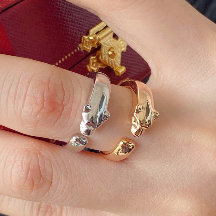 Thin Panthere Ring size 5-6-7-8 high quality cheetah ring gold plated inlaid natural emerald counter quality for women advanced gift classic style w