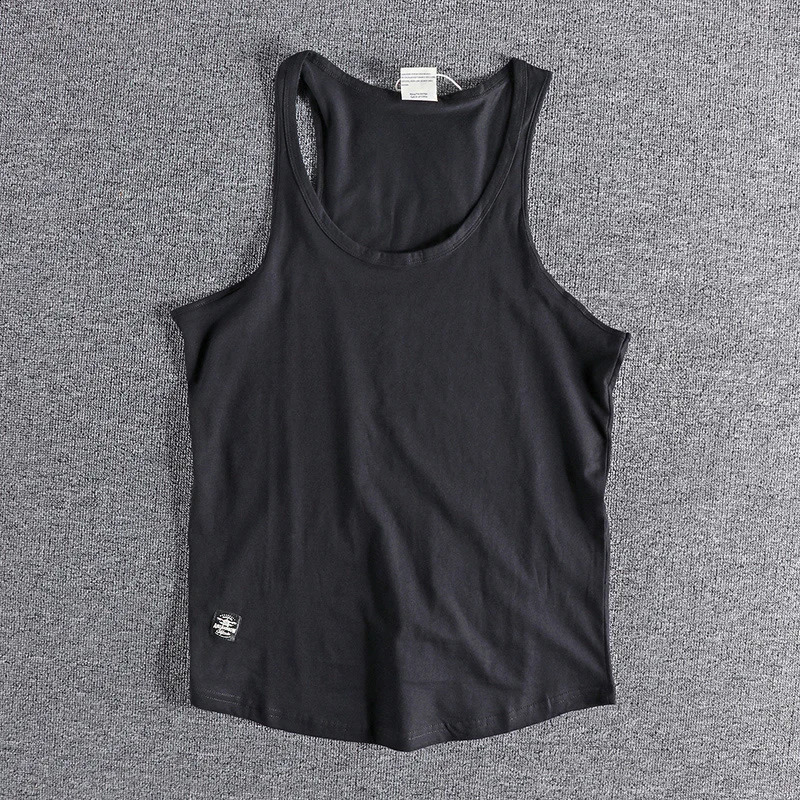 Summer American Retro Sleeveless O-neck Soild Sleeve T-shirt Mens Fashion 100% Cotton Washed Old Casual Sports Vest Tops 240729