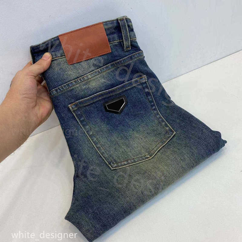 jeans for mens fashion pants Autumn and Winter Simple High end Trendy Brand Heavy Craft Washed Elastic Slimming Small Leg Jeans 6628