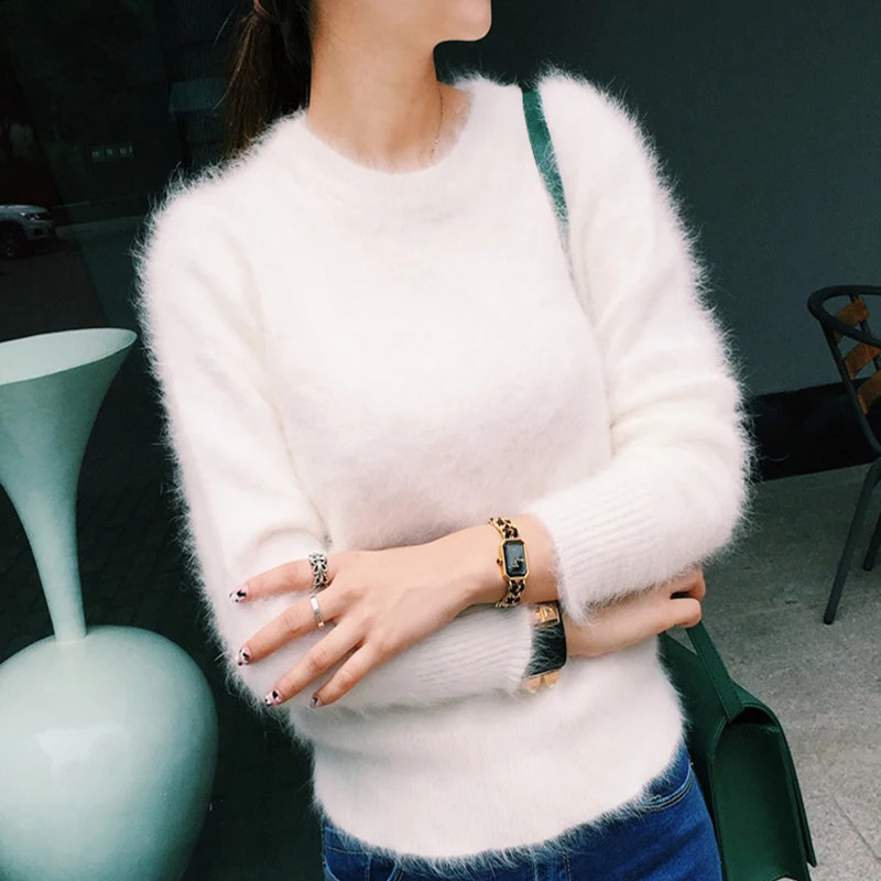 Women Sweaters and pullovers Pure Mink Cashmere Knitted Pullover ladies sweater TBWA645 240730